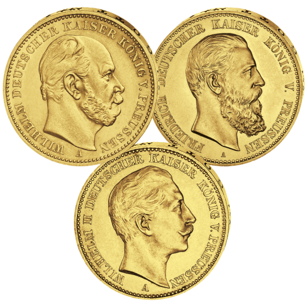 Deutsches Kaiserreich, 3-Kaiser-Satz 20 Mark Gold, 125 Jahre Nord-Ostsee Kanal