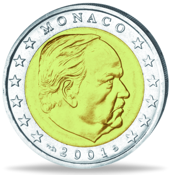 Monaco, 2 € „Fürst Rainier III.“, 2001 - Münze Vorderseite