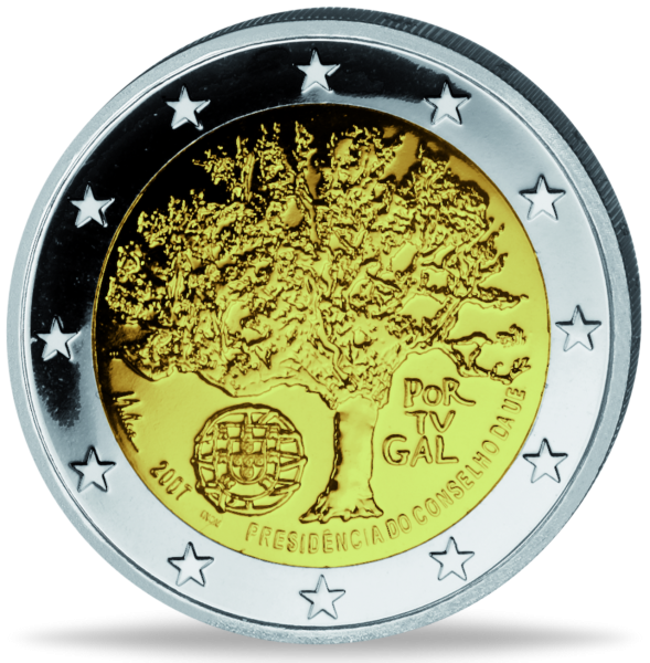 2 Euro „EU-Ratspräsidentschaft - Portugal“ - Münze Vorderseite