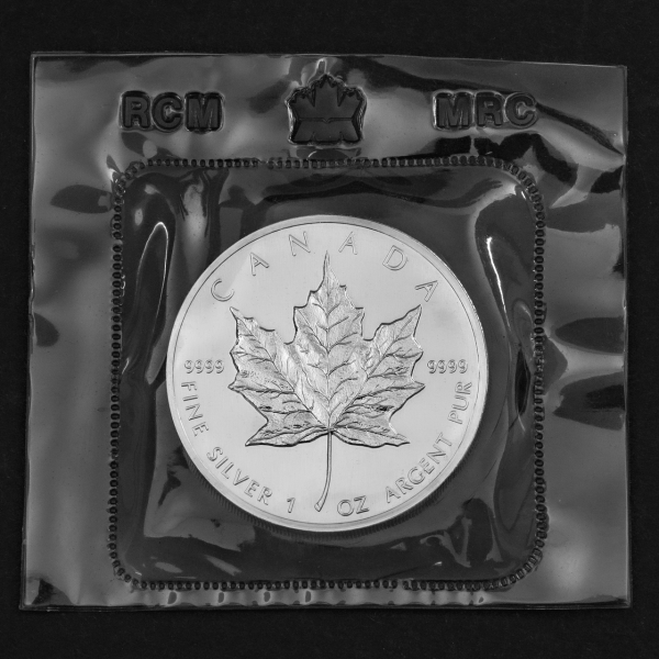 5 Dollar Maple Leaf 1 Unze Silber, originalverschweißt, 1988 - Münze verpackt