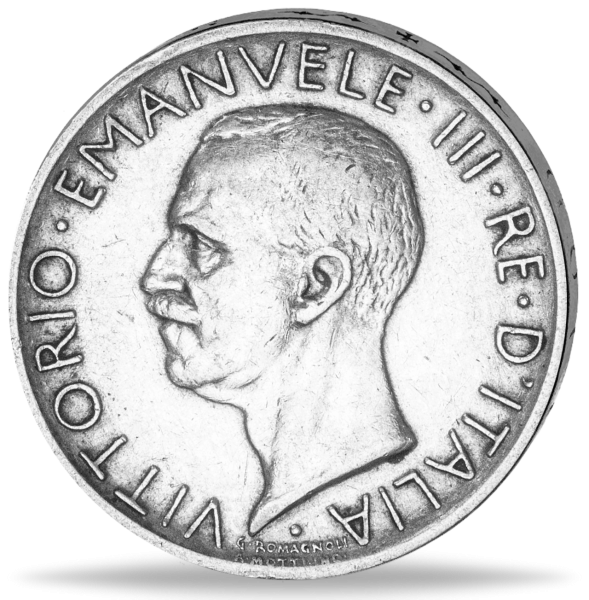 5 Lire Victor Emanuel III. - Silber - Münze Vorderseite