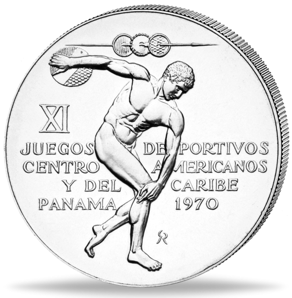 Panama, 5 Balboa 1970, Zentralamerika-Spiele - Münze Vorderseite