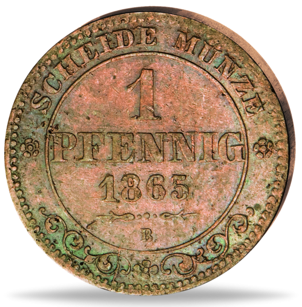 1 Pfennig König Johann Sachsen - Münze Vorderseite
