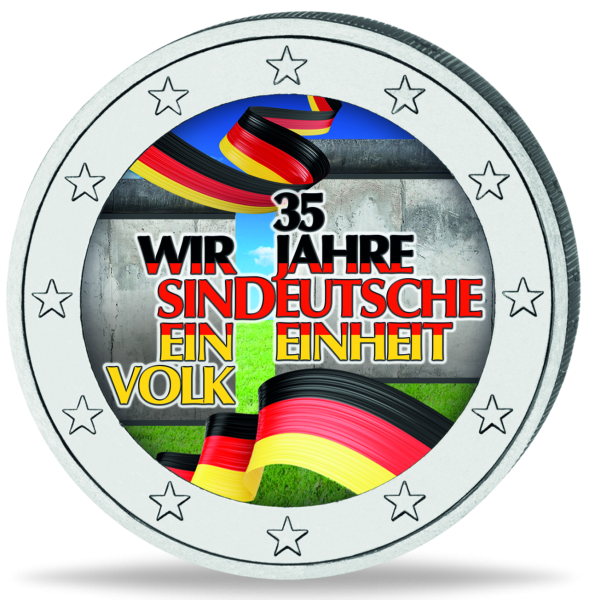 2 Euro 35 Jahre Deutsche Einheit mit Farbapplikation - Münze Vorderseite