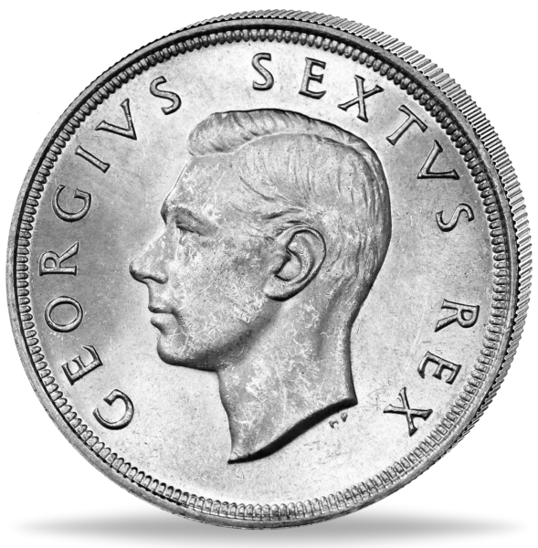 Südafrika, 5 Shilling 1949 Springbock, König Georg VI. - Münze Vorderseite