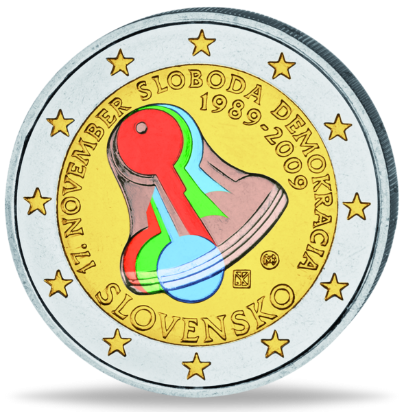 2 Euro Glocke Farbe und Vergoldet - Vorderseite Münze