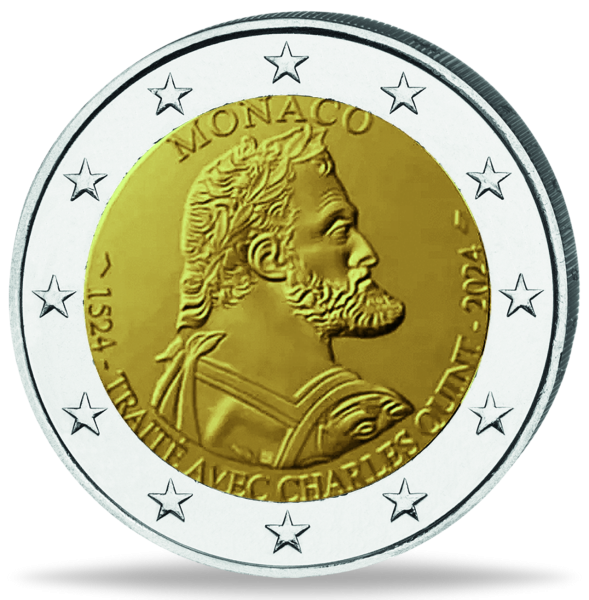Monaco, 2 Euro Vertrag mit Karl V., 2024, PP - Münze Vorderseite