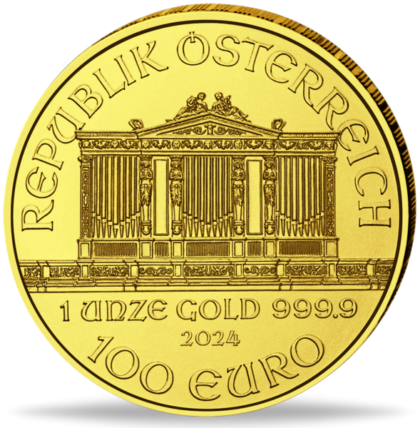 Österreich 100 Euro Philharmoniker 1 Unze Gold 2024 - Münze Vorderseite