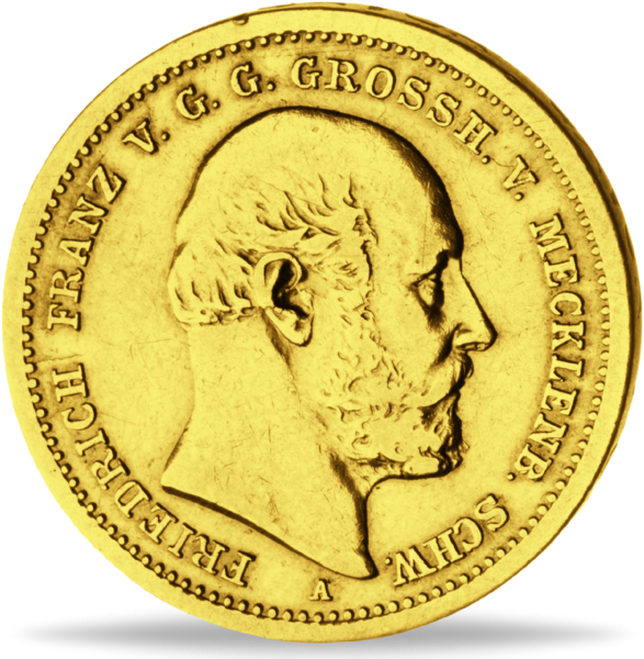10 Mark 1872, Großherzog Friedrich Franz II. - Vorderseite Münze