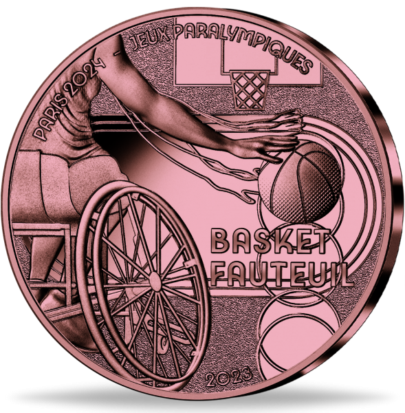 Viertel Euro Rollstuhl-Basketball Olympiade Paris 2024 - Vorderseite Münze