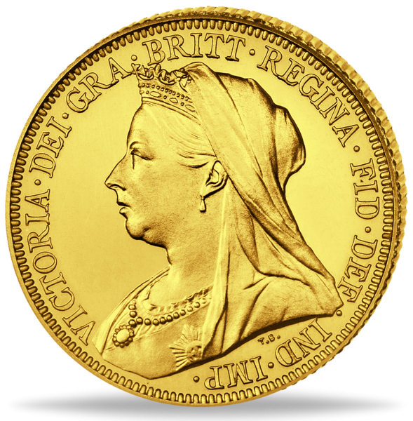 1 Sovereign Vicotira mit Witwenschleier - Vorderseite Münze