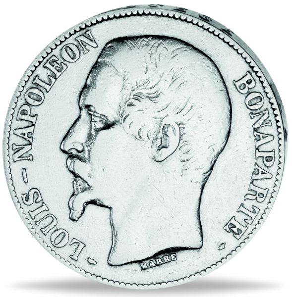 5 französische Francs Napoléon III. als Präsident - Vorderseite Münze