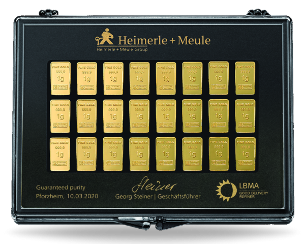 30x1 Gramm  Goldtafel Heimerle und Meule - Vorderseite
