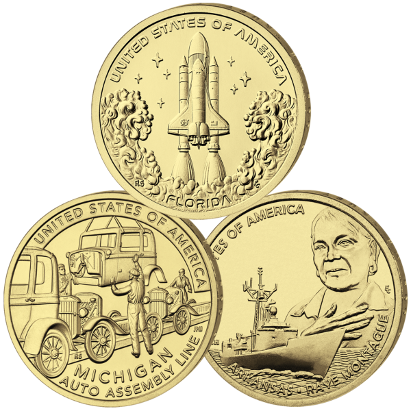 3 x 1 Dollar Innovation Coins - Satzbild