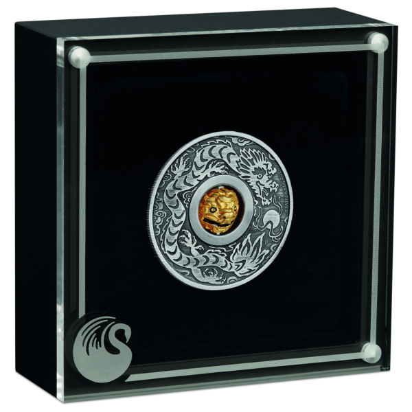 1 Dollar „Jahr des Drachen - rotierender Drache“ - Silber - Kassette
