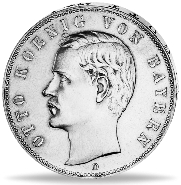 Bayern 5 Mark „König Otto“ Großer Adler 1894 - Silber - Münze Vorderseite