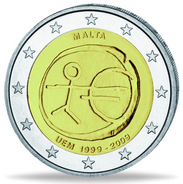 2 Eur0 10 Jahre Euro Malta - Münze Vorderseite