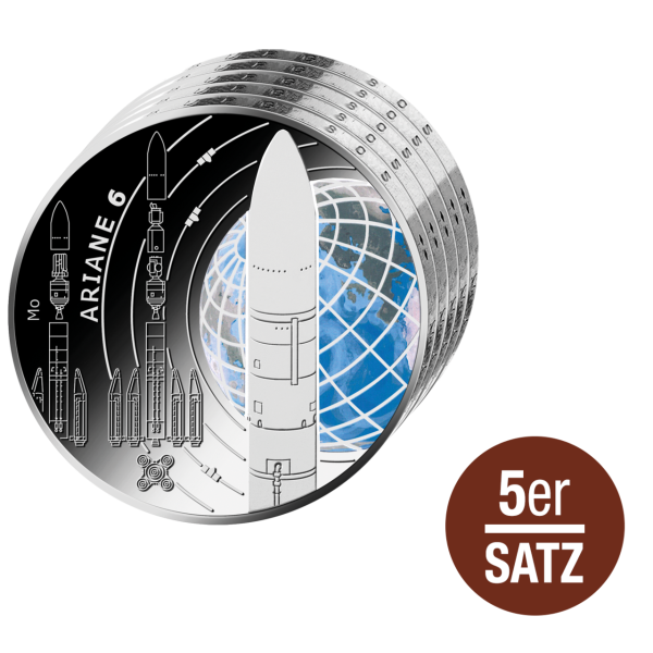 Deutschland, 5x 5 Euro Ariane 6, 2026, bfr., alle 5 Prägebuchstaben - Satzbild