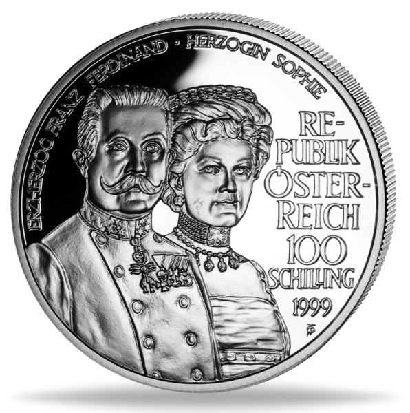100 Schilling Thronfolger Herzog Franz Ferdinand und Sophie_Vorderseite Münze