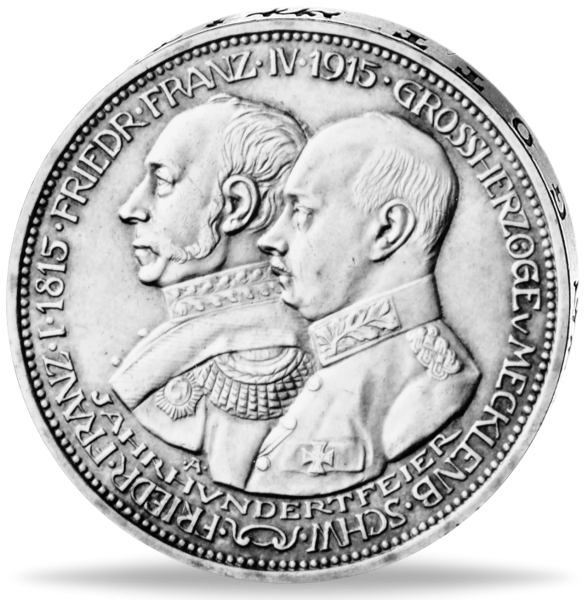 5 Mark „100 Jahre Schwerin“ 1915 - Silber - Münze Vorderseite