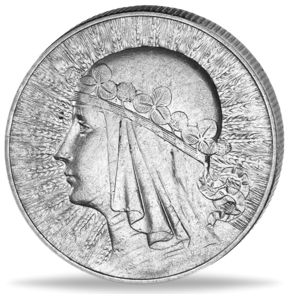 10 Zloty Frauenkopf Jadwiga, Silber - Münze Vorderseite
