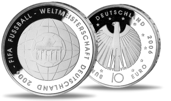 10 Euro FIFA Fußball-WM - Vorderseite Münze / 10 Euro FIFA Fußball-WM - Rückseite Münze