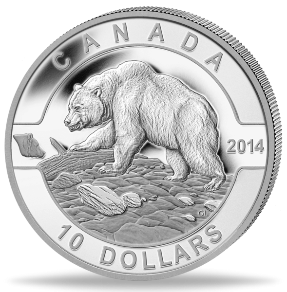 10 Dollar Grizzlybär O Canada - Münze Vorderseite