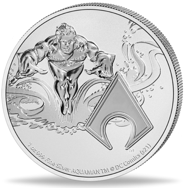 2 Dollar Aquaman DC Serie - Vorderseite Münze