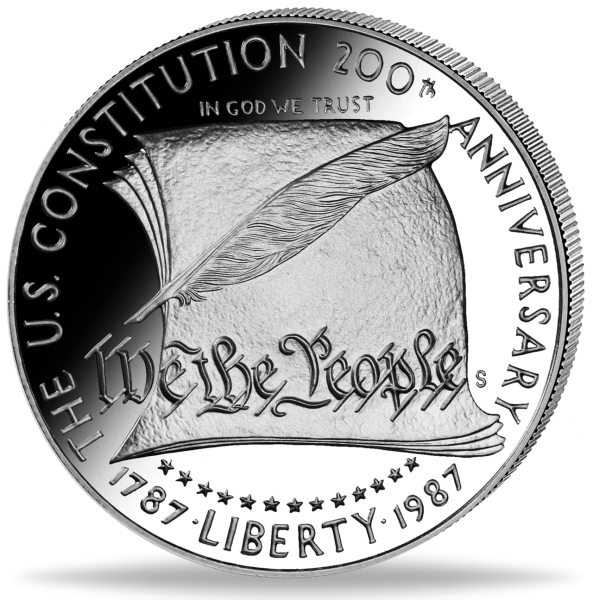 1 US Dollar „200 Jahre Verfassung“ - 1987 Silber - Münze Vorderseite