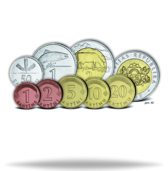 Lati-Kursmünzensatz Lettland  - 8 Münzen