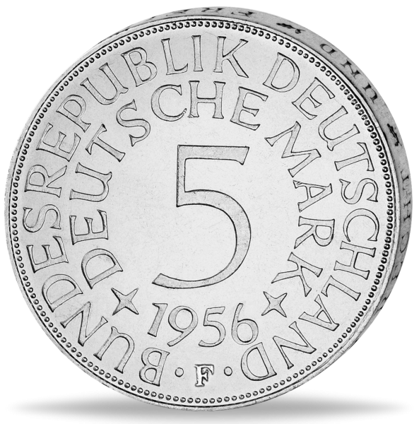 Bundesrepublik Deutschland, 5 DM 1956 F - J.387 Silberadler - Münze Vorderseite