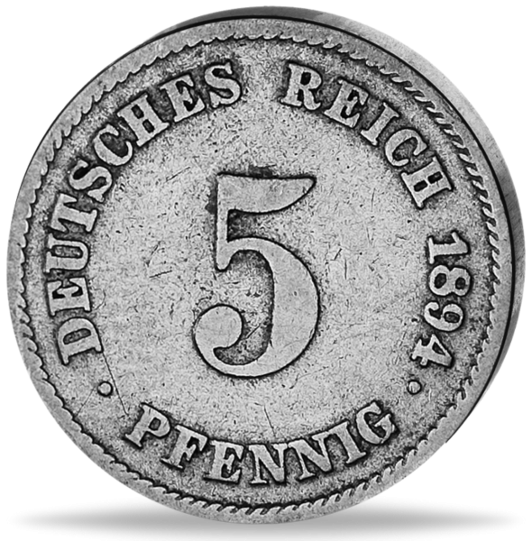 5 Pfennig 1890-1915 großer Adler Jäger 12 - Münze Vorderseite
