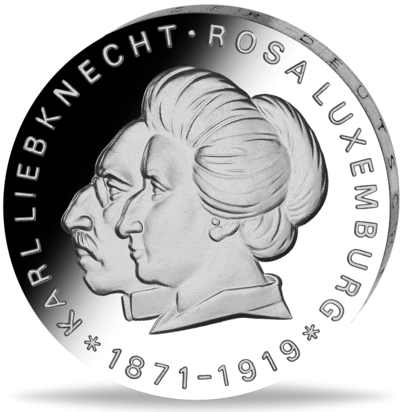 20 Mark der DDR Karl Liebknecht & Rosa Luxemburg - Vorderseite Münze