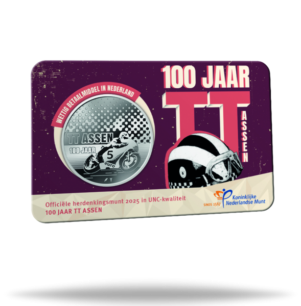 5 Euro 100 Jahre TT Assen - Münze In Coincard Vorderseite