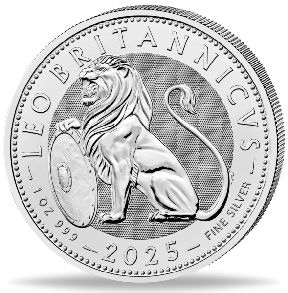 Großbritannien 2 Pfd. British Lion 2025 1 Unze Silber - Münze Vorderseite