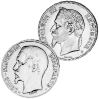 5 Französische Franc Napoléon III. als Präsident - Satz 5 Französische Franc Napoléon III. als Präsident - Satz