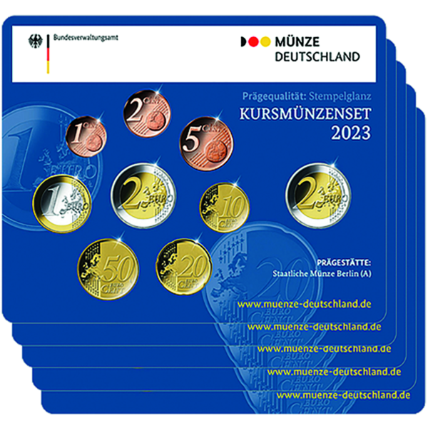 5x5,88 Euro Kursmünzensatz BRD, stempelglanz, 2023 - Komplettsatz