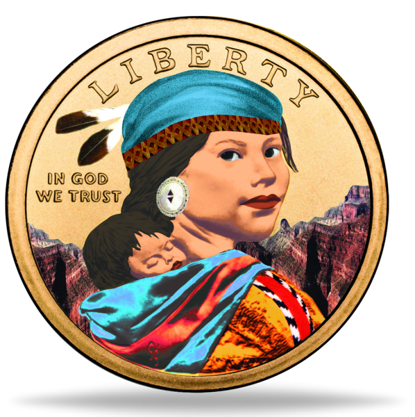 1 US-$ „Sacagawea - Navaja“ - Münze Vorderseite