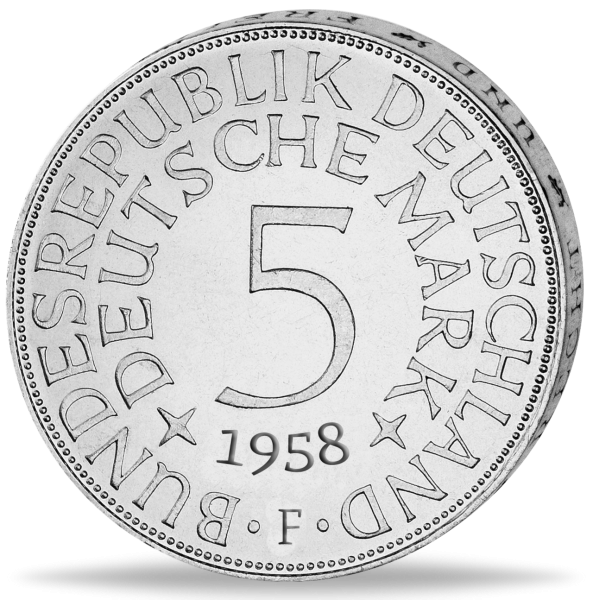 Bundesrepublik Deutschland, 5 DM 1958 F - J.387 Silberadler - Münze Vorderseite