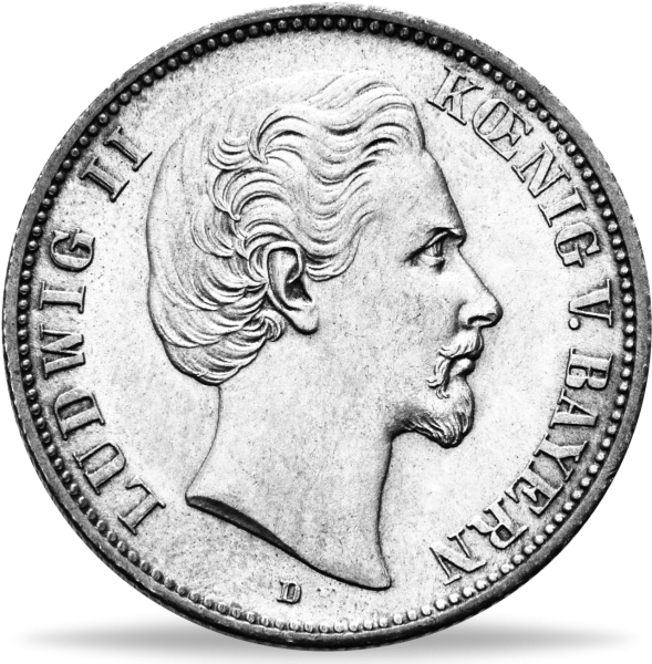 Bayern, 2 Mark „König Ludwig II.“ - 1883 - Silber - Münze Vorderseite