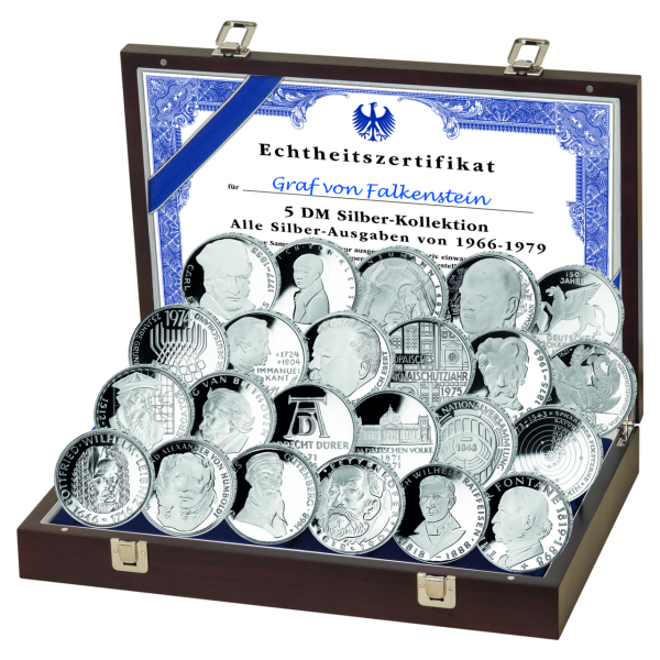 23x5 DM 1966-79, alle Silberausgaben - Satzbild in Kassette