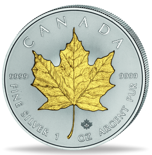 Maple vergoldet - Vorderseite Münze
