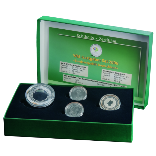 WM-Gastgeber-Set 2006, mit 10 € 2003 plus Weltmeister Ring in Silber