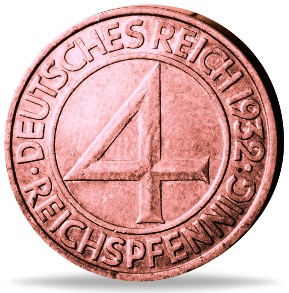 4 Pfg Brueningpfennig 1932, Weimarer Republik - Münze Vorderseite