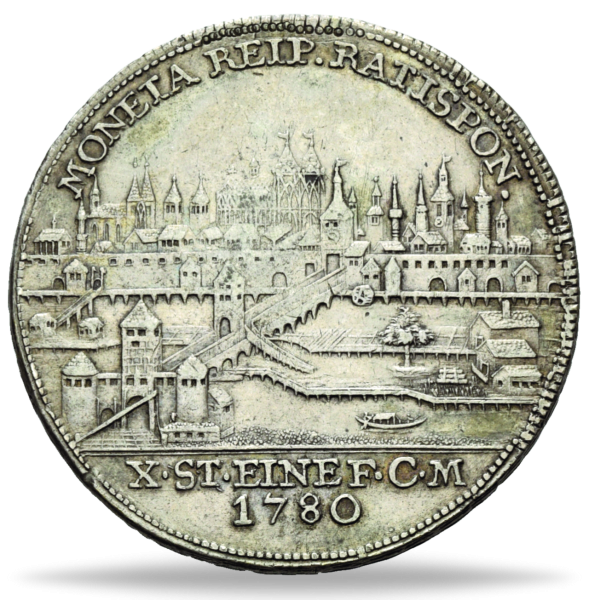 Regensburg Konventionstaler Stadtansicht mit Titel Joseph II. - Vorderseite