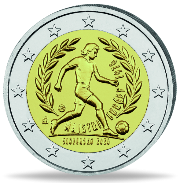 Slowakei, 2 Euro Fußball-Europameister 1976, 2026, bfr. - Münze Vorderseite