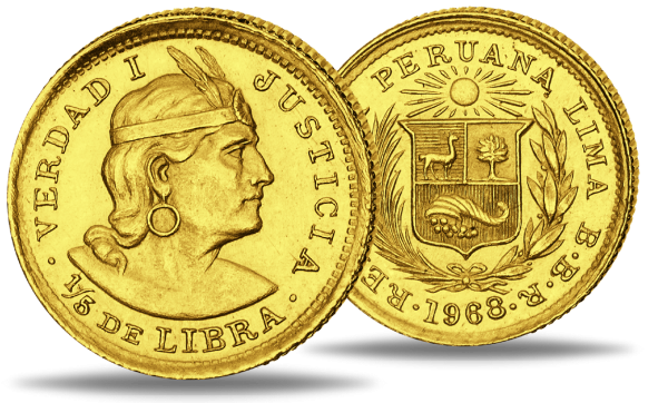 1/5 Libra Indianerkopf - Münze Vorderseite / 1/5 Libra Indianerkopf - Münze Rückseite