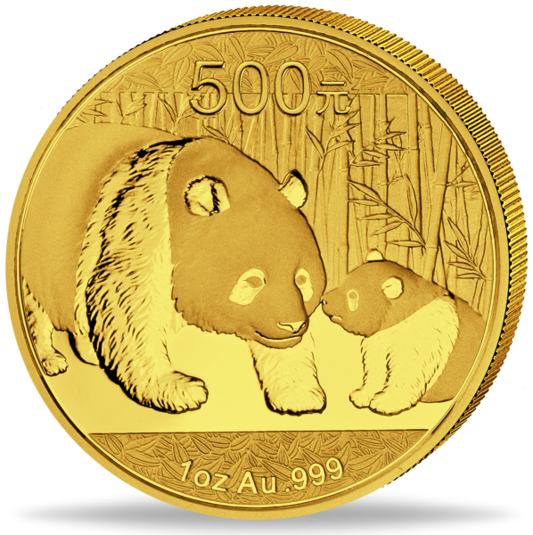 500 Yuan Panda 1 Unze Gold - Münze Vorderseite